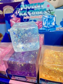 Glittery Firm Ice Cube Viral Squeeze ASMR Sensory Fidget