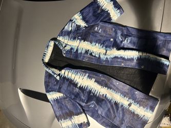 Amiri Blue Tie Dye Bowling Shirt