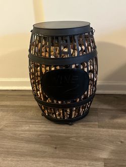 Barrel Cork Catcher Accent Table Full With Corks