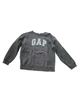 GAP Vintage Women's Charcoal Gray Crewneck with White/Green Logo - XL