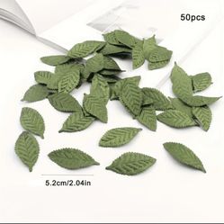 Set of 6 Green Fabric Leaves – Craft Decoration