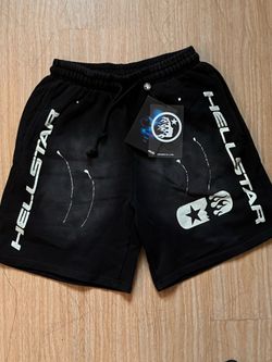 Hellstar Black Graphic Shorts Size S