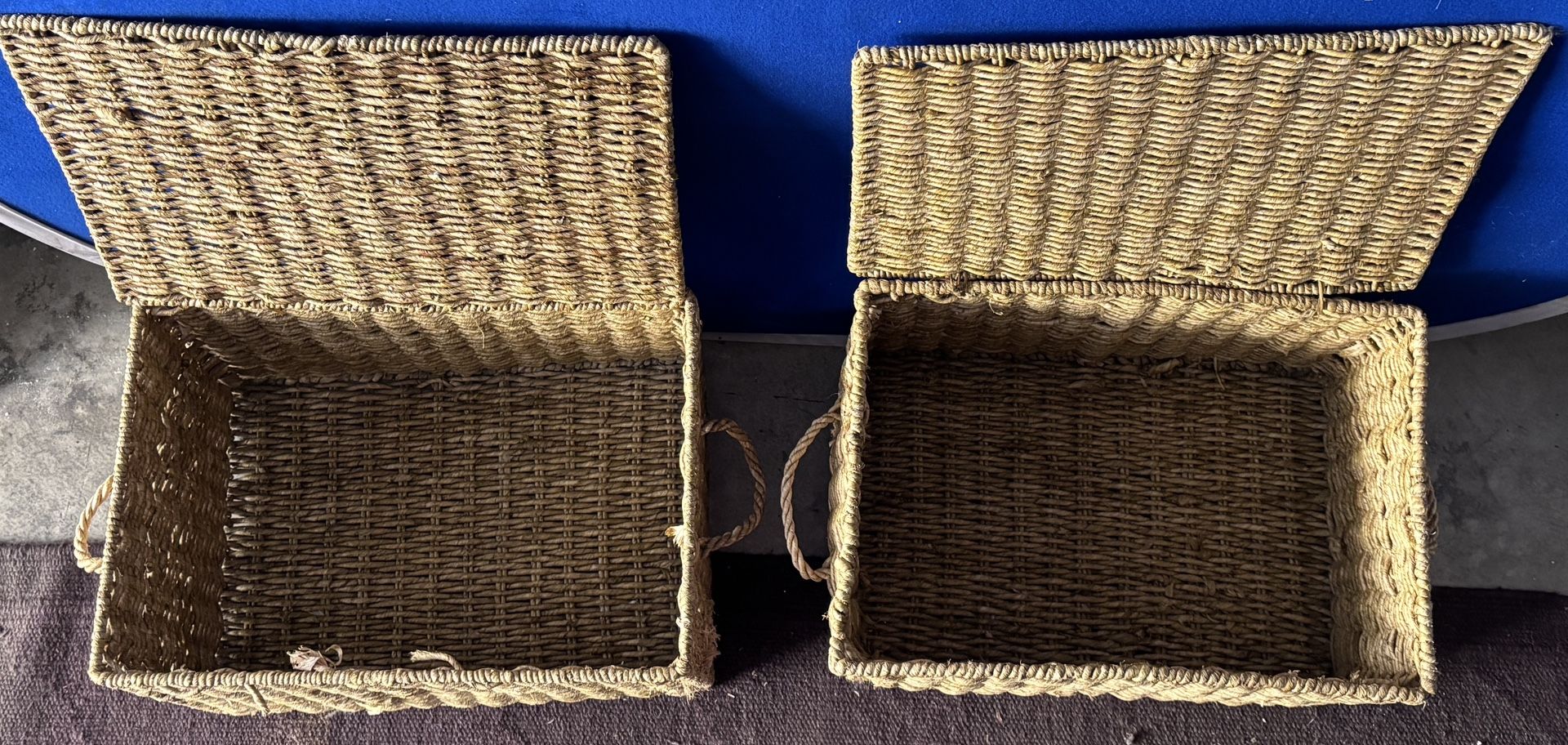 2 Storage Wicker Bins with Lid - Organization