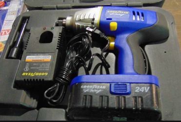Goodyear racing 24v cordless impact wrench 1/2 drive socket battery ext case