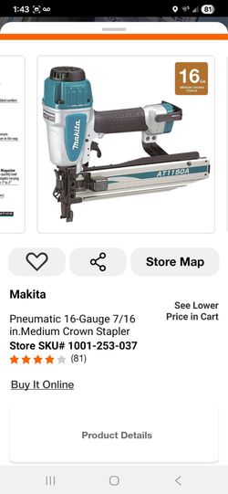 Pneumatic 16-Gauge 7/16 in. Medium Crown Stapler