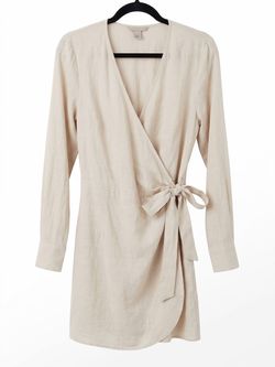 H&M Women's Cream Wrap Dress with Tie Detail