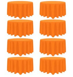 8 Packs 90 Inch Orange Round Tablecloth