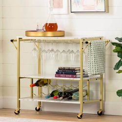 Gold rolling bar cart - NEW