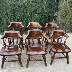 Set Of 6 Vintage 1967 Ethan Allen Old Tavern Pine Chairs
