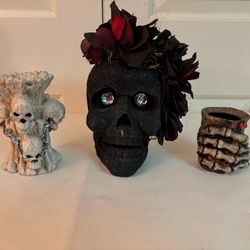 Skull Decoration And Candle Holders