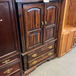 (In Store) Dark Brown Solid Wood Armoire