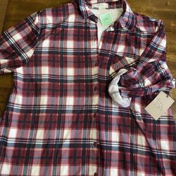 Ladies 2x NWT Fur Lined Plaid Shirt