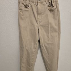 H&M Khaki High Waist Twill Trousers Women’s Size 2