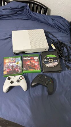 Xbox One S (with cables, 2 controllers, and 3 games)