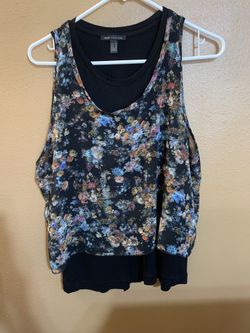 Ming Collection Black Floral Layered Tank - XL
