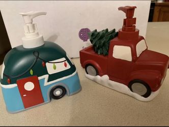 Red truck pickup and camper soap or lotion dispenser