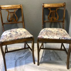 2 Vintage Lyre Backed Chairs