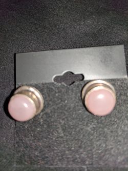 Silver studs with pink stone