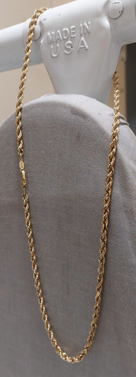 22 inch Rope 24k Gold Plated Necklace