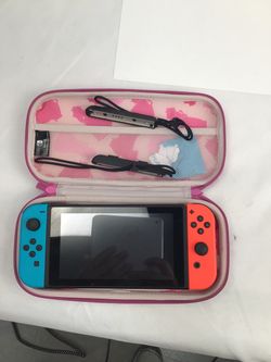 Nintendo Switch with Neon Joy-Cons and Carry Case