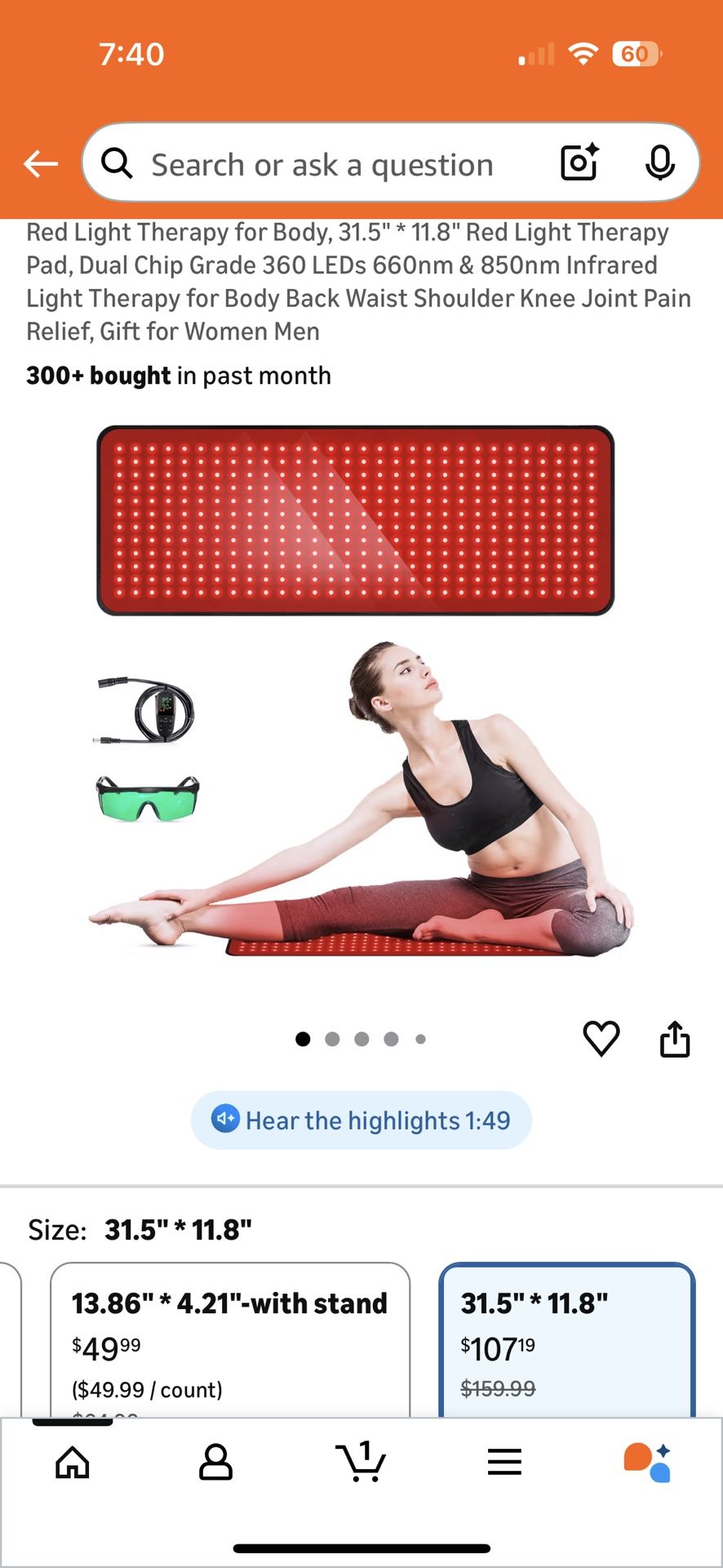 Pad, Dual Chip Grade 360 LEDs 660nm & 850nm Infrared Light Therapy for Body Back Waist Shoulder Knee Joint Pain Relief, Gift for Women Men