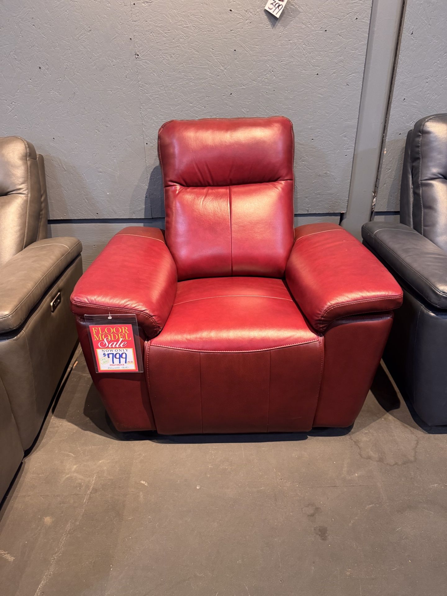 FLOOR MODEL SALE! Red Leather Power Recliner - Providence