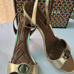 Kurt Geiger Chelsea Gold Leather Sandal Size 11 New 