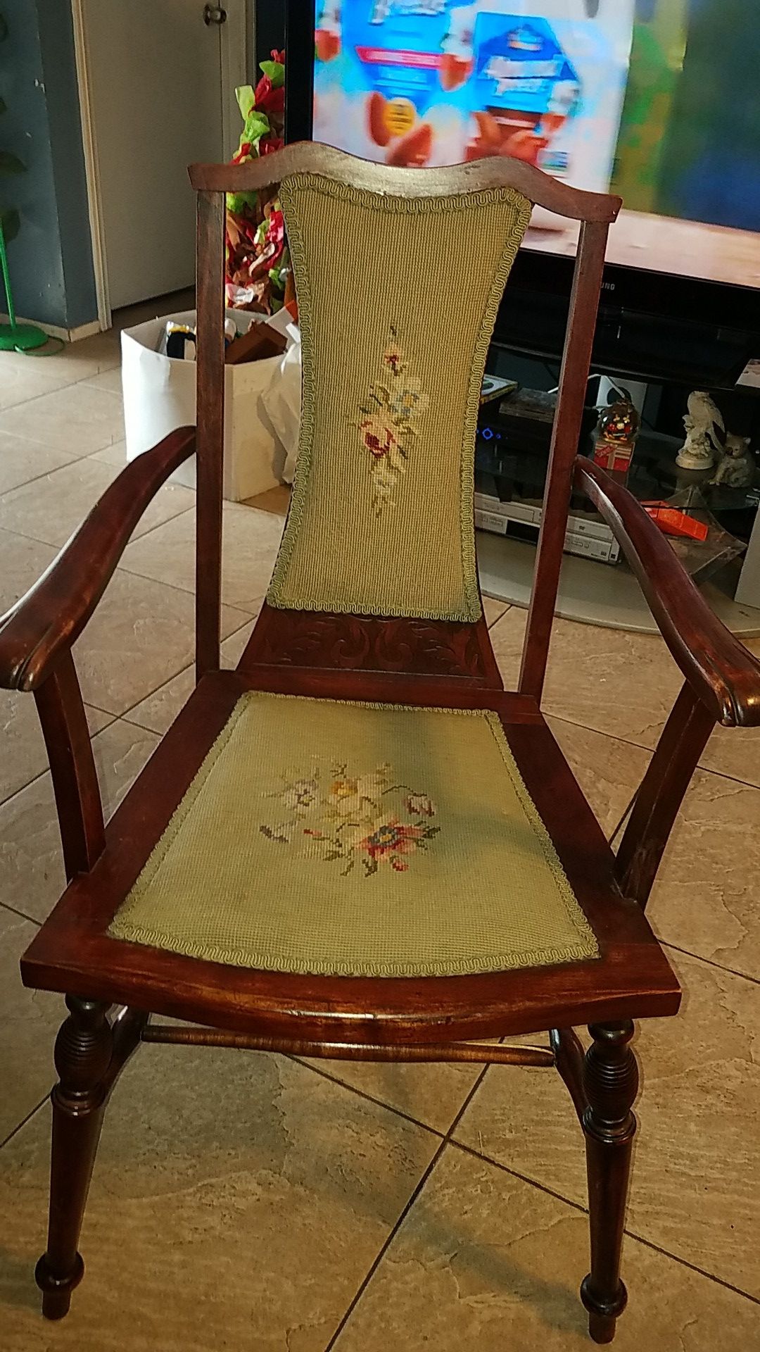 Antique needlepoint chair