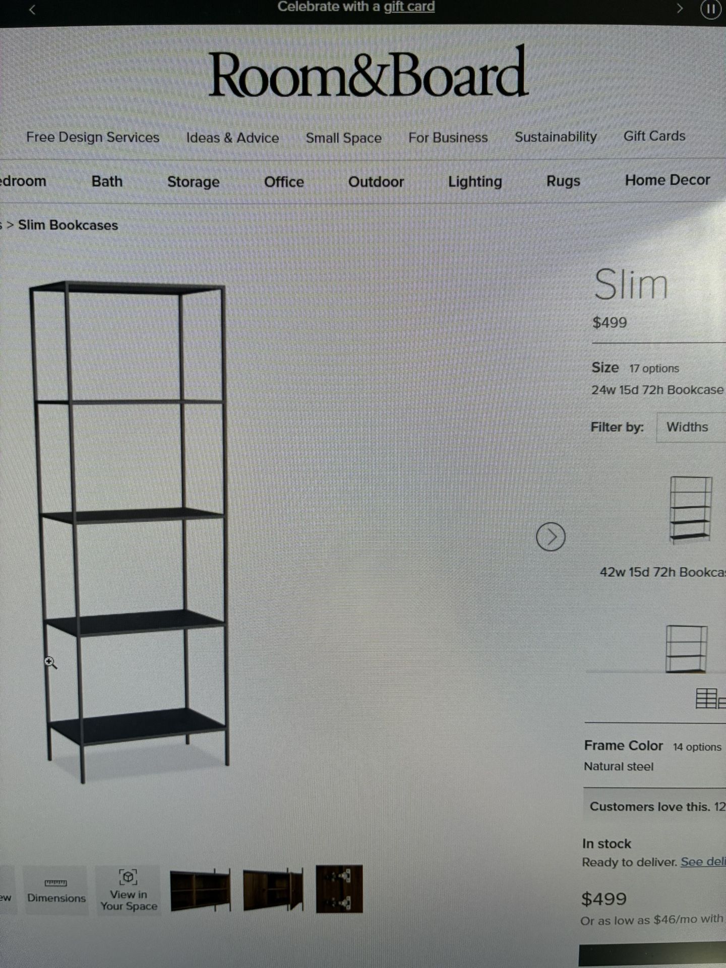 Slim Black Bookcase - Room & Board