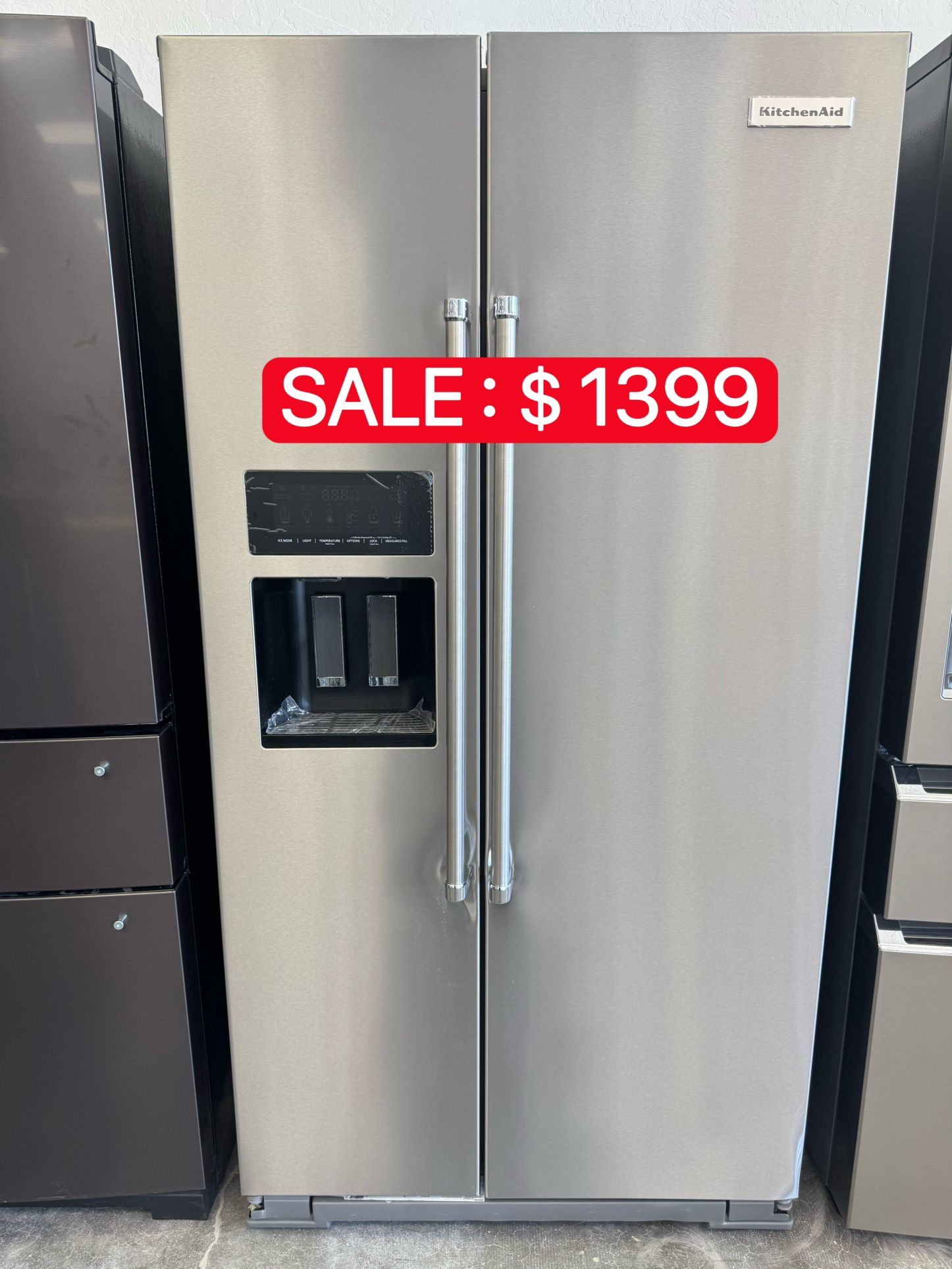 KitchenAid 19.8 cu.ft Side by Side Refrigerator in Stainless Steel with PrintShield Finish, Counter Depth