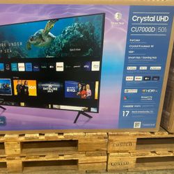 50" Screen Led Smart 4k By Samsung Crystal. 1 Year Warranty