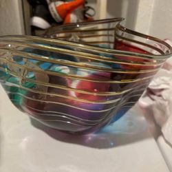 Vintage Laura and Scott Curry 1992 Art Blown Glass Bowl perfect for Mother’s day gift