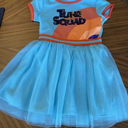 MARCH MADNESS with Adorable TUNE SQUAD BLUE AND ORANGE TRIM DRESS 
