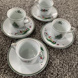 Four Cups And Saucers Salem Christmas Eve