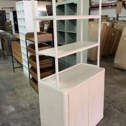 New assembled Book Shelf Fluted Bookshelf 71" Tall Bookcase with Doors Storage 5 Tier Mid Century Modern Bookshelves Large Shelves Metal Book Cases fo