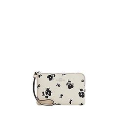 NWT Coach Pop Floral Print Wristlet Corner Zip Silver Chalk