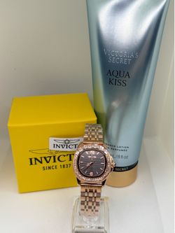 Invicta Wildflower Ember Watch + Victoria’s Secret Aqua Kiss Gift Set New