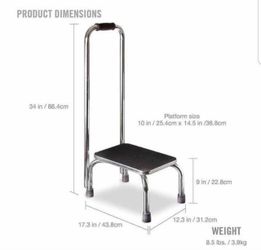 Step Stool with Handle and Non Skid Rubber Platform,