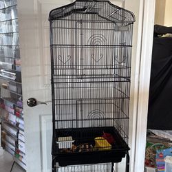 Bird Cage: Opens On top And Side With Toys 