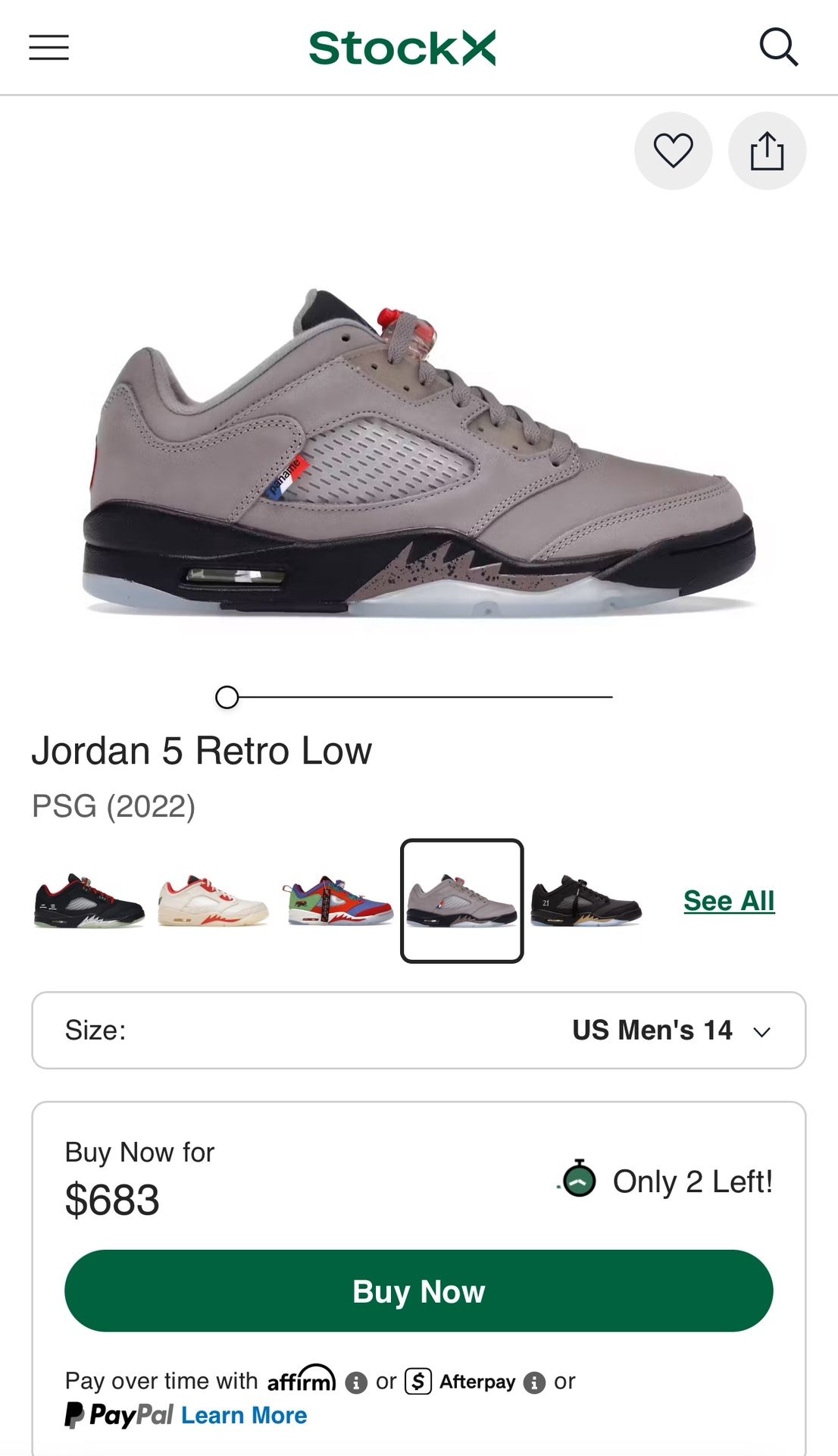 paris saint germain jordans retro 5 size 14 m