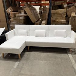 BRAND NEW in box！105”Elegant minimalist modern sofa white sofa bed 