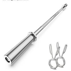 6 Foot Olympic Barbell Bar with Sleeve Collars for Plates with a 2” Center Hole