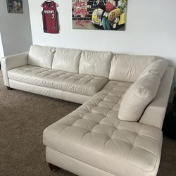 Light Cream Leather Couch 