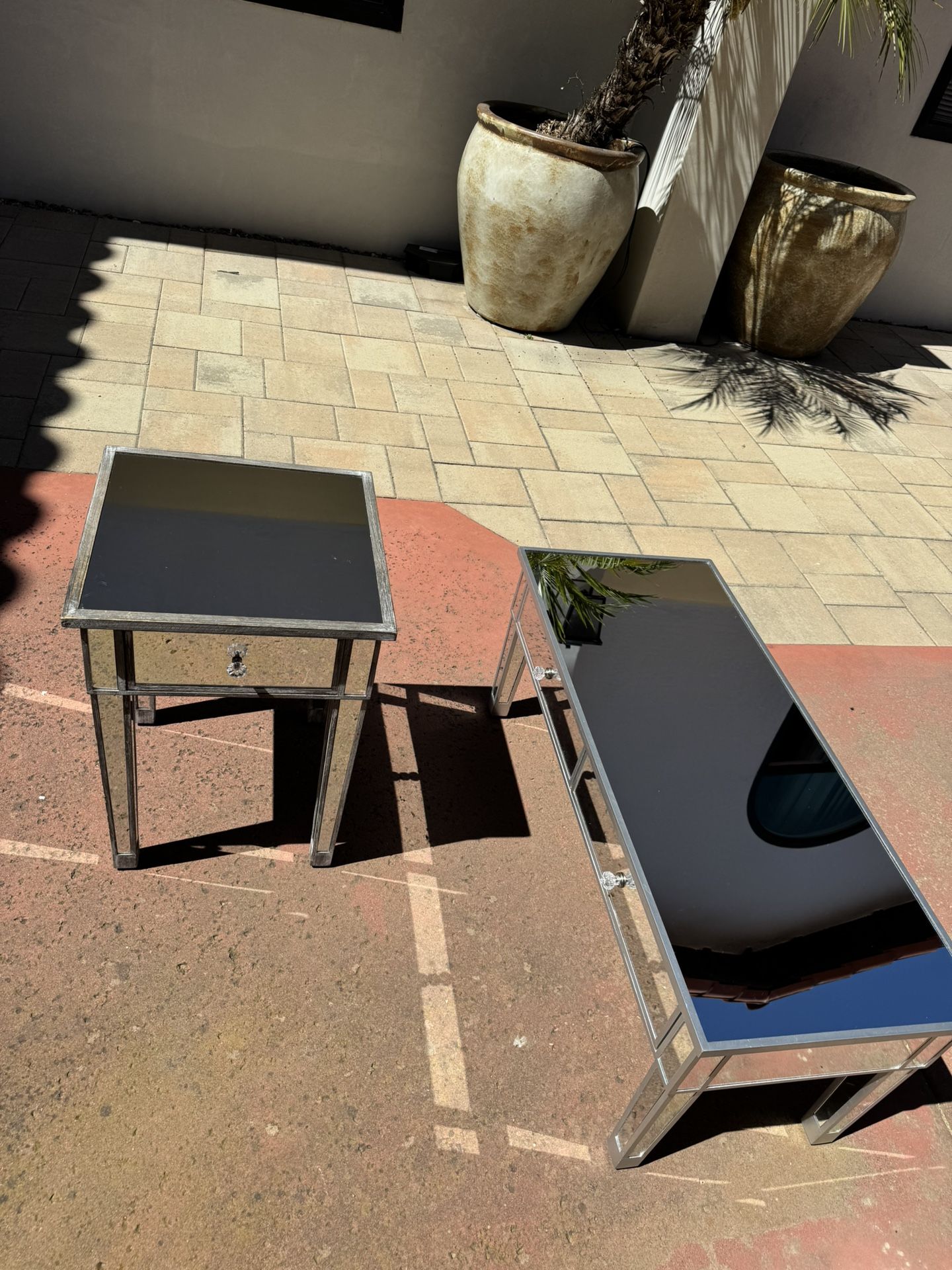 Mirrored Side Table And Coffee Table Set