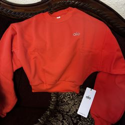 Alo Red Cropped Sweatshirt 