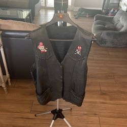 CUSTOMIZED LEATHER VEST XL (Live Or Die Puertorican) VIVIR Y MORIR BORICUA CUSTOM ART GENUINE LEATHER 