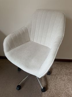 Beige Off White Rolling office chair
