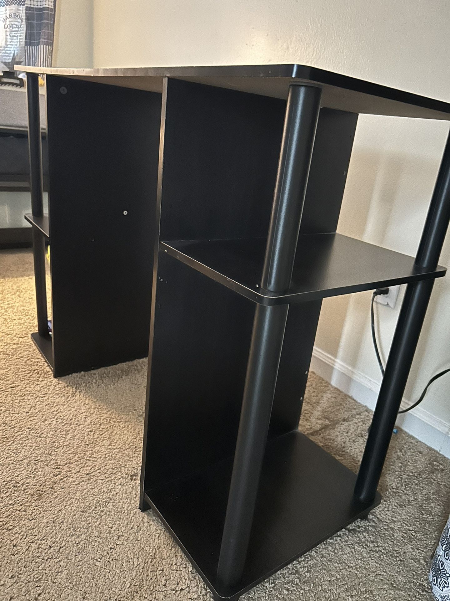 Home Office Wood Desk With Double Sided Shelves