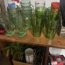 Green Glass Coca Cola Cups