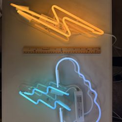 2 Real Neon Signs Bolt And Cloud
